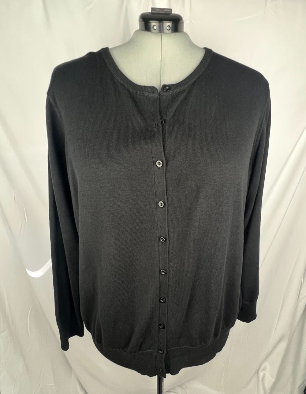 JESSICA LONDON Womens 26/28 Black Cardigan Sweater Cotton Blend Plus Size